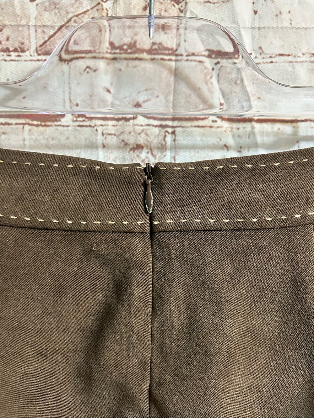 J. McLaughlin Brown Faux Suede Stitch Detail Coastal Cowgirl Chic Mini Skirt - Picture 6 of 10